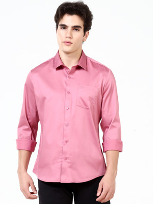 Estilocus Men Solid Formal Pink Shirt