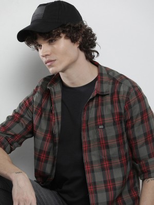 The Indian Garage Co. Men Checkered Casual Grey Shirt