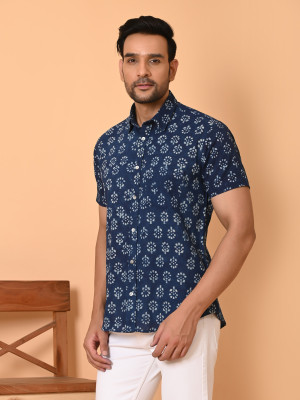 GOODHAND Men Printed Casual Blue Shirt