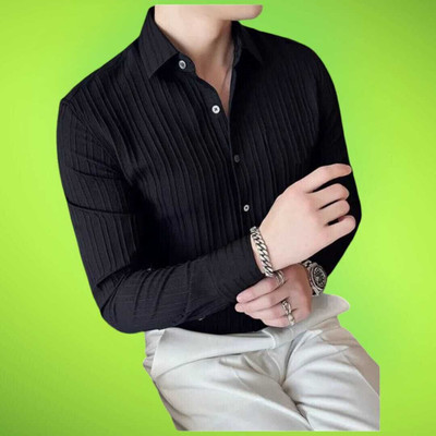 SHIVAY TRENDS Men Self Design Casual Black Shirt