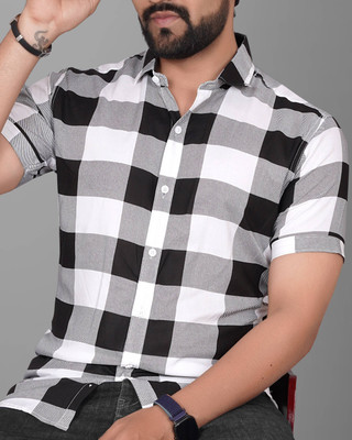 METRONAUT Men Checkered Casual Black Shirt