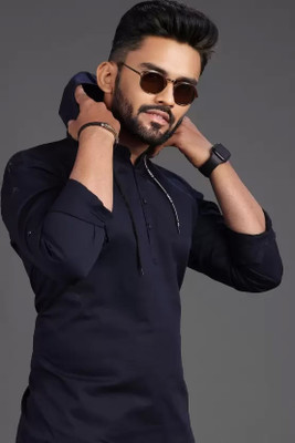 ShopyBucket Men Solid Casual Dark Blue Shirt