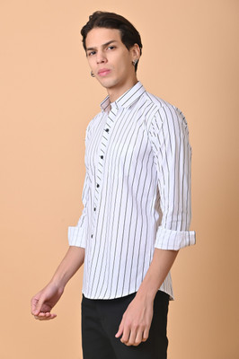 Lee Cross Men Striped Casual White Shirt