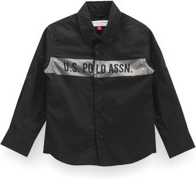 U.S. POLO ASSN. Boys Printed Casual Black Shirt