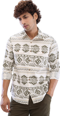 Spykar Men Printed Casual White Shirt