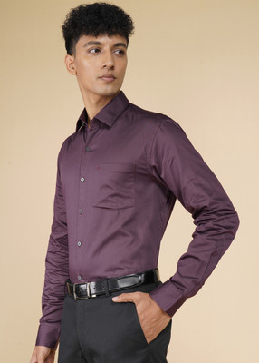 ARROW Men Solid Formal Maroon Shirt