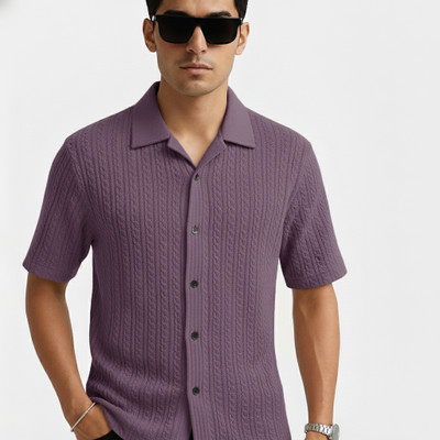 DSV enterprise Men Self Design Casual Purple Shirt