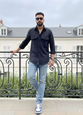 Dhakre fashion Men Solid Casual Black Shirt