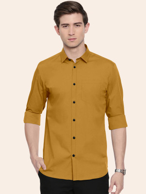 Kailash Men Solid Casual Khaki Shirt