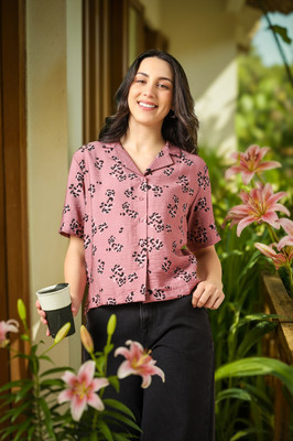 Allen Solly Women Floral Print Casual Pink Shirt