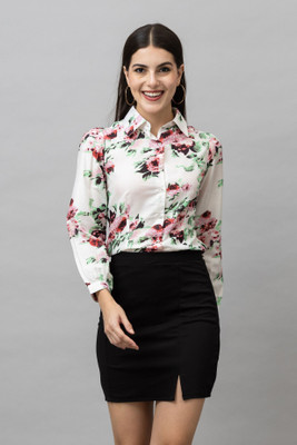 PURYS Women Printed Casual White, Multicolor Shirt