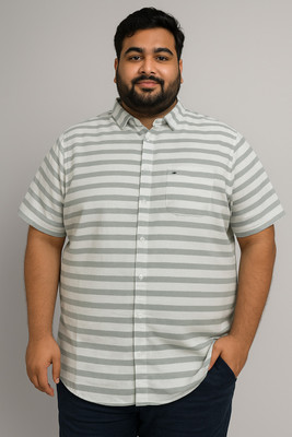 Kumar adamas Men Striped Casual White, Grey Shirt