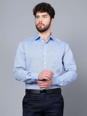 CANTABIL Men Self Design Formal Blue Shirt