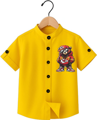 TycoonShop Boys Graphic Print Casual Yellow Shirt