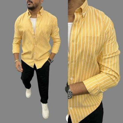 DISHANK CREATION Men Printed Casual Yellow Shirt