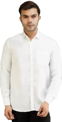 FAVNIC Men Solid Casual White Shirt