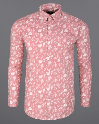 french crown Men Printed Casual Pink Shirt