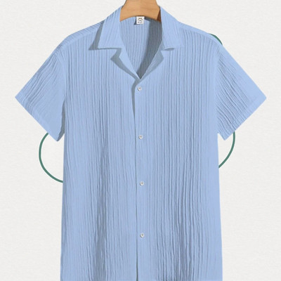 A FUBAR Men Self Design Formal Blue Shirt