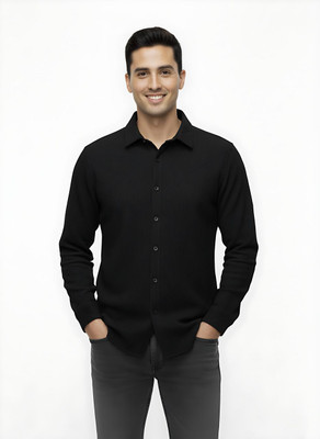 HouseOfCommon Men Checkered Casual Black Shirt