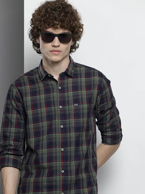The Indian Garage Co. Men Checkered Casual Blue Shirt