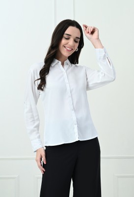 FUNDAY FASHION Women Solid Casual White Shirt