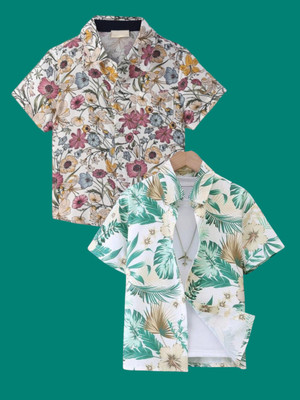 KILLER Boys Printed Casual Green Shirt(Pack of 2)