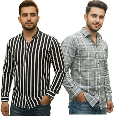 MSSTRU Men Striped Casual Multicolor Shirt(Pack of 2)