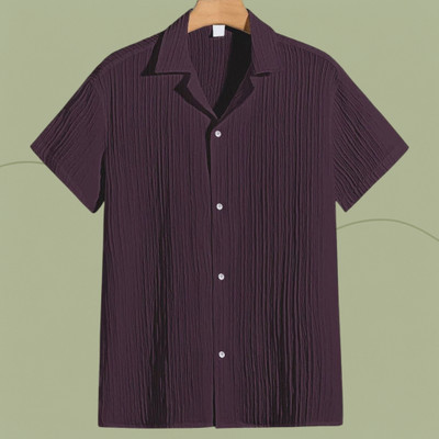 Looksky Men Striped Casual Purple Shirt