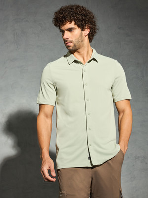TECHNOSPORT Men Solid Casual Light Green Shirt