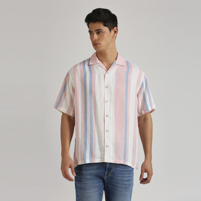 Pepe Jeans Men Striped Casual Pink Shirt