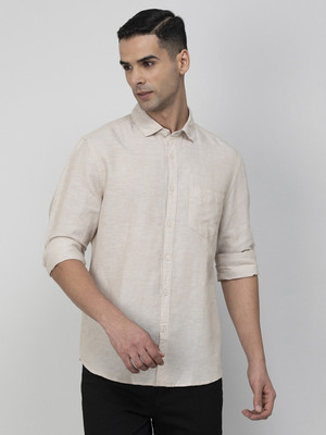 CODE by Lifestyle Men Solid Casual Beige Shirt