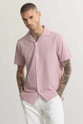 COMBRAIDED Men Solid Casual Pink Shirt