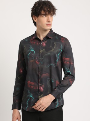 THE BEAR HOUSE Men Printed Casual Black Shirt