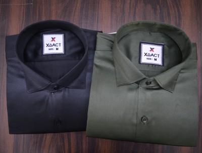 NIRMALA INFRATECH Men Solid Casual Black, Dark Green Shirt(Pack of 2)