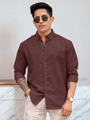 Yanthi Trend Men Self Design, Solid Casual Maroon Shirt