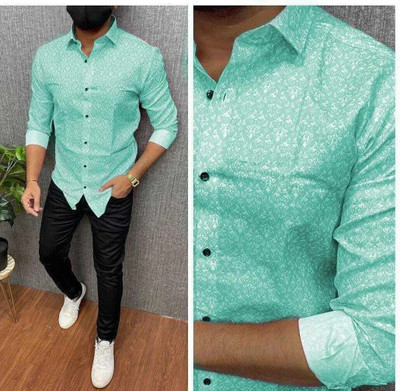 DISHANK CREATION Men Printed Casual Green Shirt