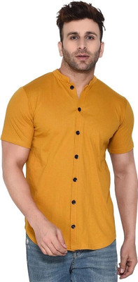 tfurnish Men Solid Casual Yellow Shirt