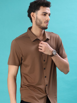 V-MART Men Solid Casual Brown Shirt
