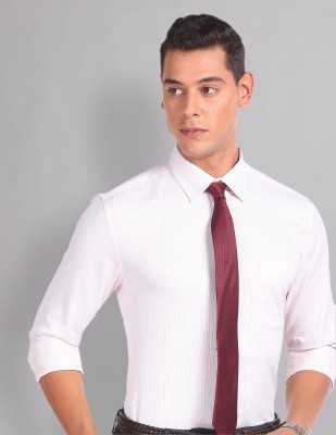 AD by Arvind Men Checkered Formal White Shirt