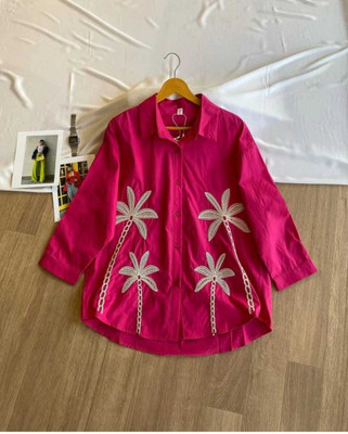 Lunice Women Solid Casual Pink Shirt