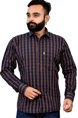 Shreyash Textiles Fab Men Checkered Casual Brown Shirt