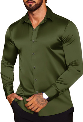 Nat Jastica Men Solid Party Dark Green Shirt