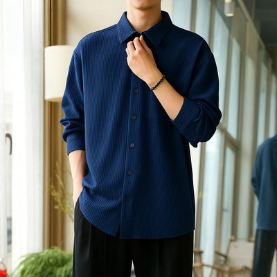 IttyBitty Men Solid Casual Blue Shirt