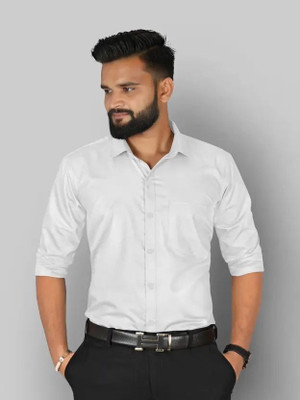 HOC Men Solid Casual White Shirt