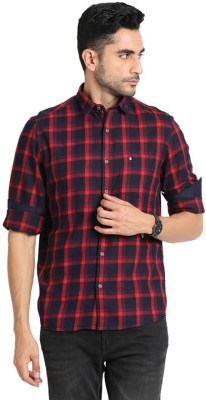 TURTLE Men Checkered Casual Dark Blue Shirt