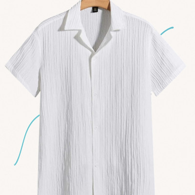 Look Trendy Men Self Design Casual White Shirt