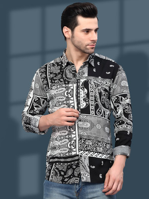 METRONAUT Men Printed Casual Black Shirt