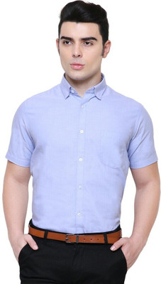 KUONS AVENUE Men Self Design Formal Blue Shirt