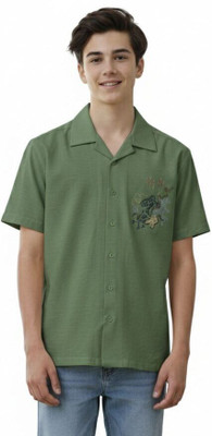 FABFARM Boys Printed Casual Light Green Shirt