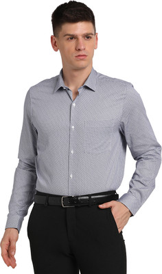 TURTLE Men Printed Formal Grey Shirt